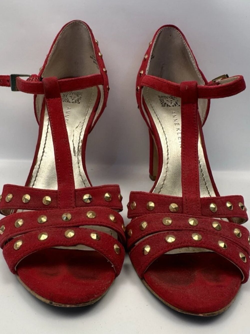 Anne Klein Red Suede Shoes with Gold Accents-Size 6